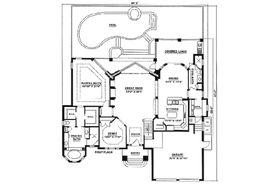 Mediterranean Floor Plan - Main Floor Plan #27-205