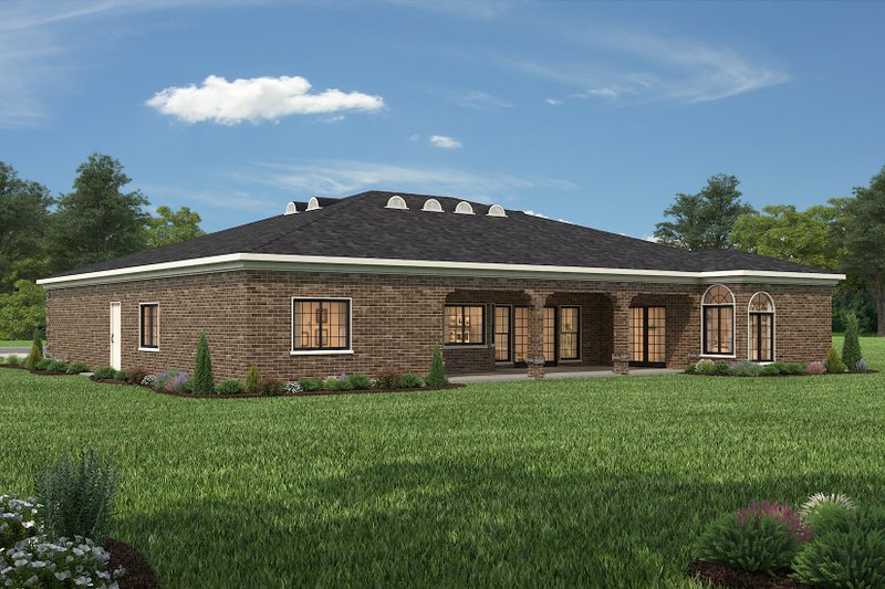 Dream House Plan - Exterior - Rear Elevation 3 for Adobe / Southwestern House Plan #1-1136 - 4 bed, 3 bath