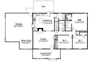 Floor Plan - Main Floor for Ranch House Plan #57-108 - 3 bed, 2 bath