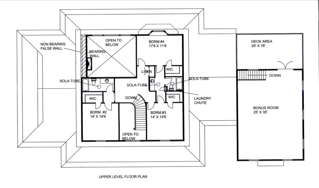 Floor Plan - Upper Floor for Farmhouse House Plan #117-1114 - 4 bed, 5 bath
