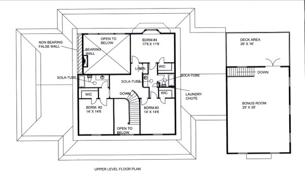 Floor Plan - Upper Floor for Farmhouse House Plan #117-1114 - 4 bed, 5 bath