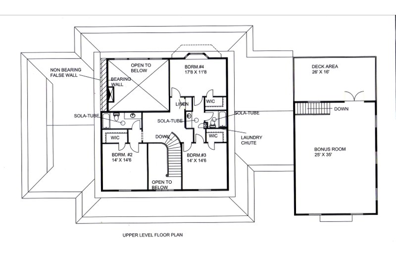 Dream House Plan - Floor Plan - Upper Floor for Farmhouse House Plan #117-1114 - 4 bed, 5 bath