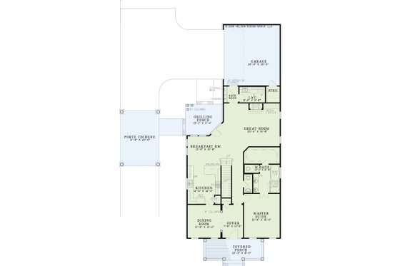Floor Plan - Main Floor for Colonial House Plan #17-2871 - 3 bed, 2.5 bath