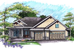 Ranch Exterior - Front Elevation Plan #70-1031