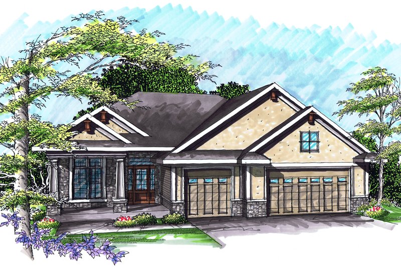 Architectural House Design - Ranch Exterior - Front Elevation Plan #70-1031