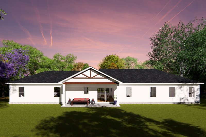 Dream House Plan - Exterior - Rear Elevation for Ranch House Plan #513-2259 - 4 bed, 2 bath