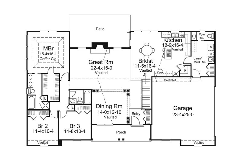 Home Plan - Floor Plan - Main Floor for Ranch House Plan #57-661 - 3 bed, 2.5 bath