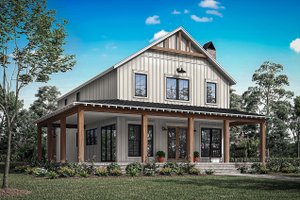 Exterior - Front Elevation 3 for Barndominium House Plan #430-337 - 4 bed, 3 bath
