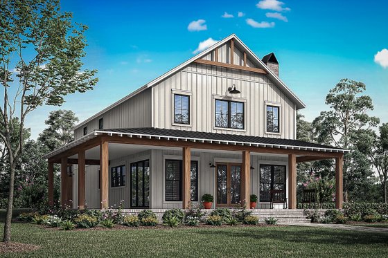 Exterior - Front Elevation 3 for Barndominium House Plan #430-337 - 4 bed, 3 bath
