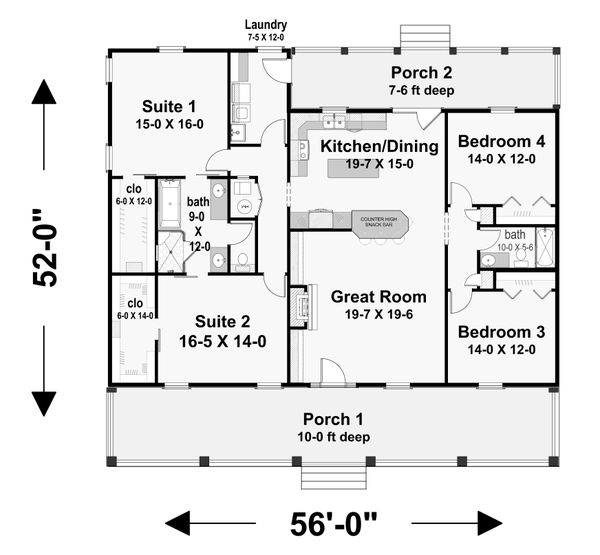 House Plan Design - Farmhouse Floor Plan - Main Floor Plan #44-249