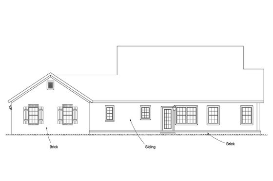 Exterior - Rear Elevation for Traditional House Plan #513-2171 - 4 bed, 3.5 bath