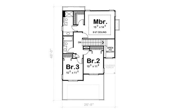 Floor Plan - Upper Floor for Traditional House Plan #20-1664 - 3 bed, 3 bath