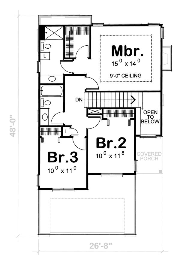 Home Plan - Traditional Floor Plan - Upper Floor Plan #20-1664