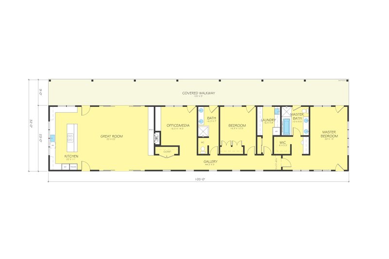House Blueprint - Floor Plan - Main Floor for Ranch House Plan #888-16 - 2 bed, 2 bath