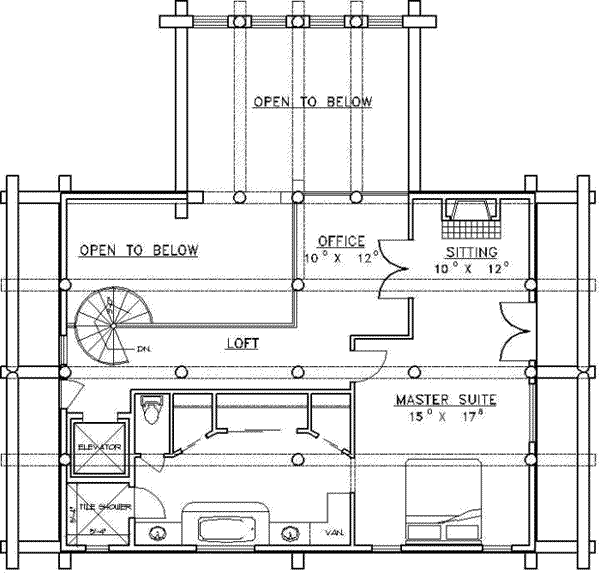 House Blueprint - Log Floor Plan - Upper Floor Plan #117-123