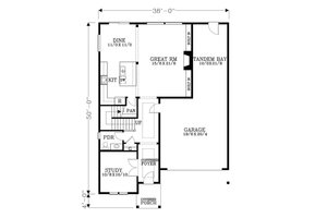 Floor Plan - Main Floor for Craftsman House Plan #53-553 - 4 bed, 2.5 bath