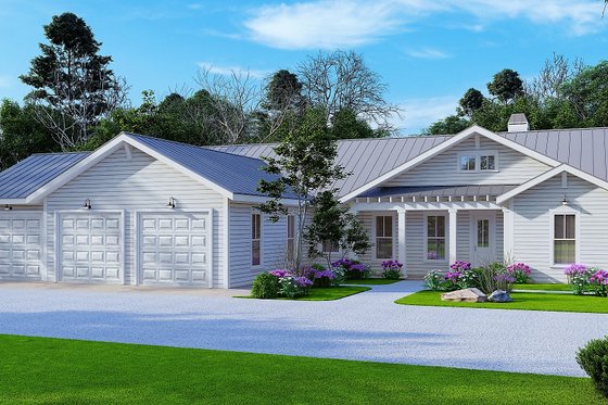 Exterior - Front Elevation 3 for Ranch House Plan #54-541 - 3 bed, 2.5 bath