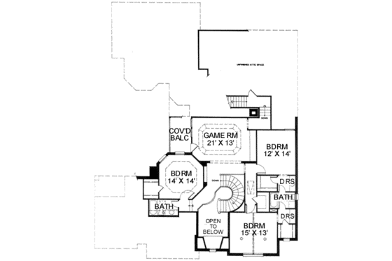 Floor Plan - Upper Floor for European House Plan #141-112 - 4 bed, 4.5 bath