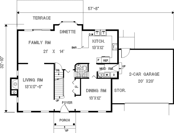 Home Plan - Colonial Floor Plan - Main Floor Plan #3-170