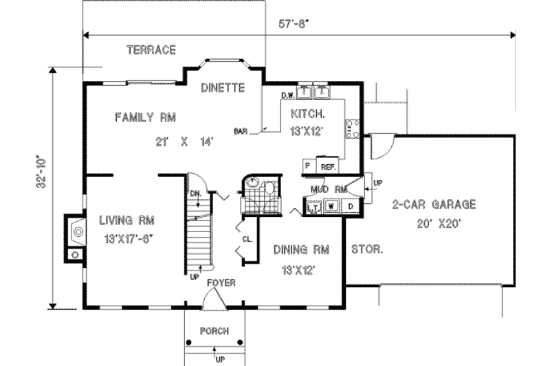Home Plan - Floor Plan - Main Floor for Colonial House Plan #3-170 - 4 bed, 2.5 bath