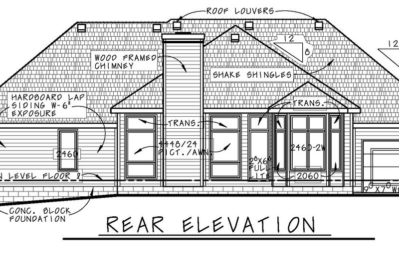 House Plan Design - Exterior - Rear Elevation for Traditional House Plan #20-2419 - 2 bed, 2 bath