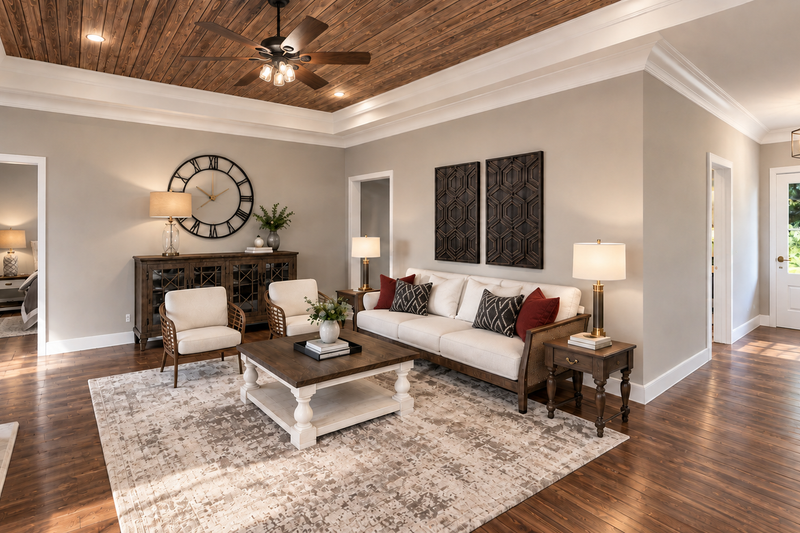 House Blueprint - Interior - Family Room for Farmhouse House Plan #44-320 - 4 bed, 3 bath