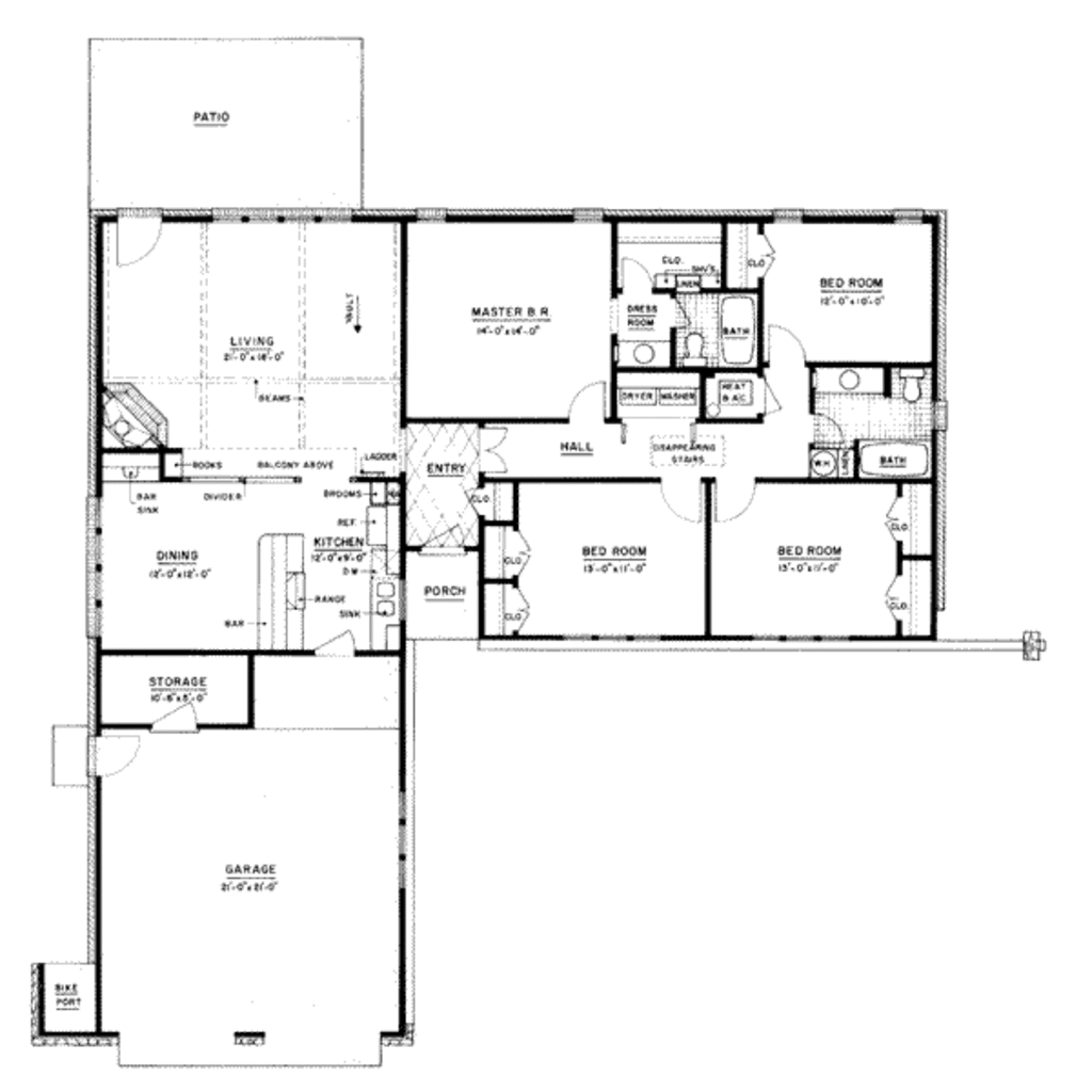 Ranch Style House Plan 4 Beds 2 Baths 1644 Sq/Ft Plan