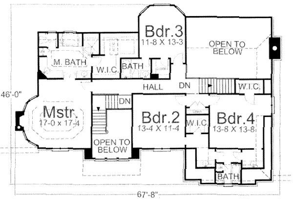Colonial Floor Plan - Upper Floor Plan #119-135