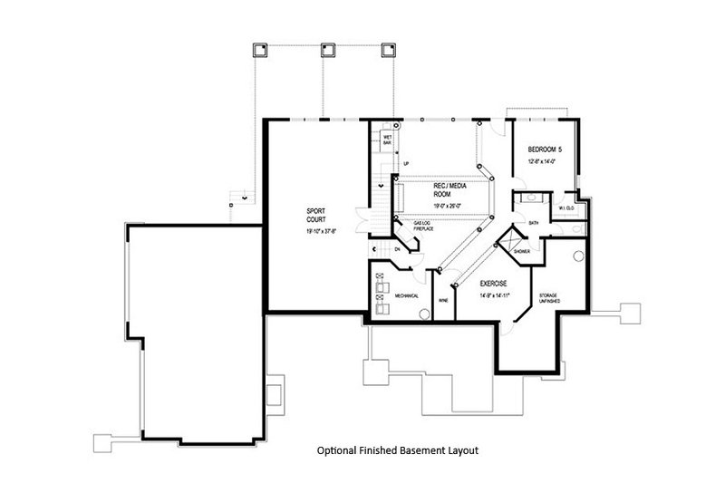 Architectural House Design - Floor Plan - Lower Floor for Craftsman House Plan #56-592 - 5 bed, 4 bath