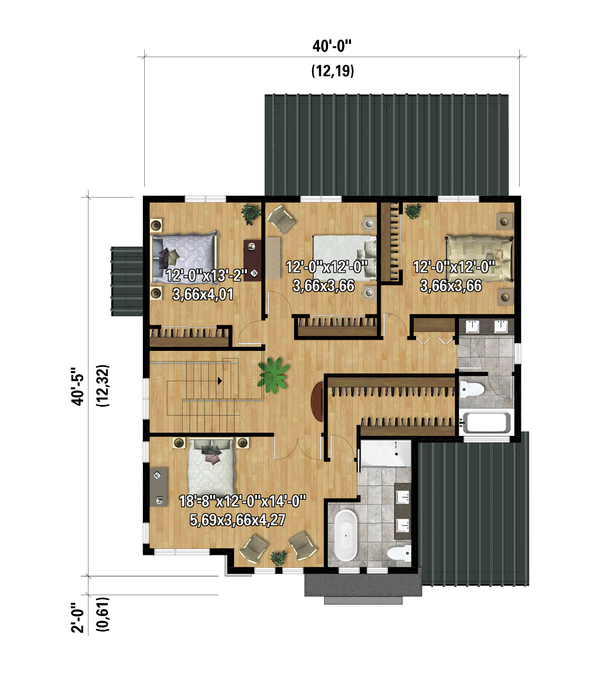 Farmhouse Floor Plan - Upper Floor Plan #25-4987