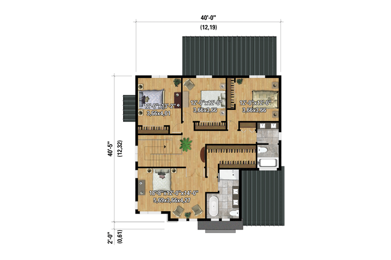Home Plan - Floor Plan - Upper Floor for Farmhouse House Plan #25-4987 - 4 bed, 2 bath