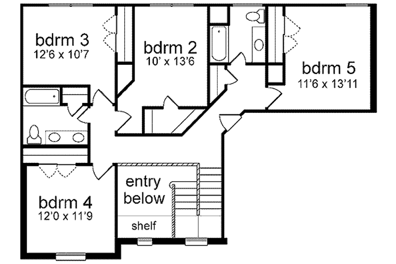 Home Plan - Floor Plan - Upper Floor for European House Plan #84-236 - 5 bed, 3.5 bath