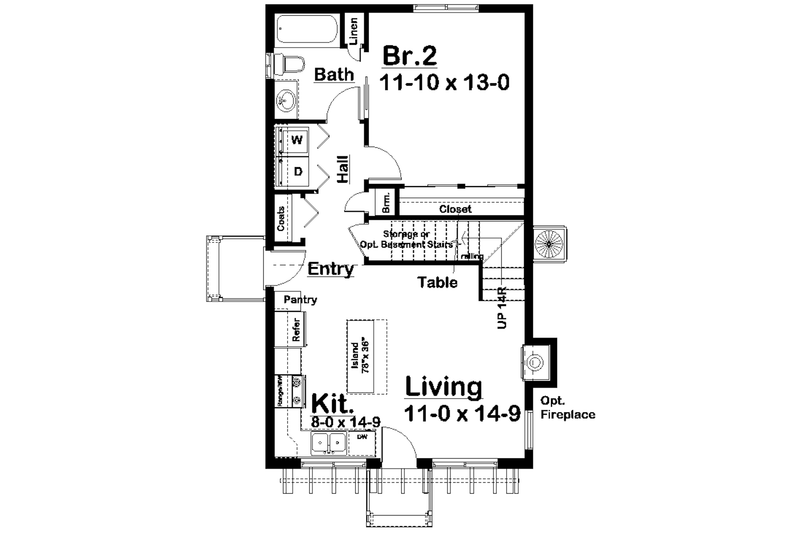 Home Plan - Floor Plan - Main Floor for Cabin House Plan #126-315 - 2 bed, 2 bath