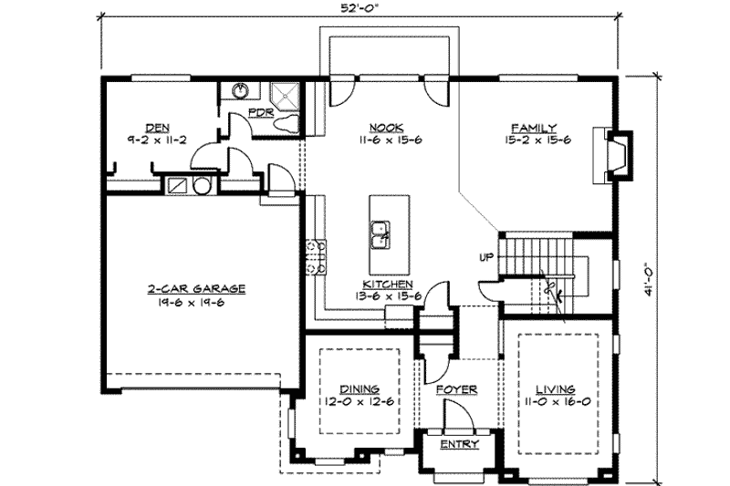 House Design - Floor Plan - Main Floor for European House Plan #132-152 - 4 bed, 3 bath