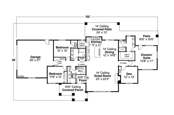 Modern Floor Plan - Main Floor Plan #124-1285