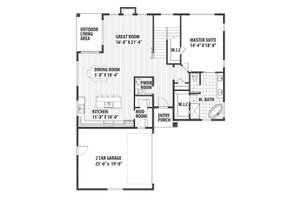 Floor Plan - Main Floor for Contemporary House Plan #569-36 - 4 bed, 3.5 bath