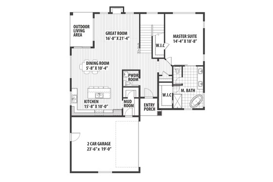 Floor Plan - Main Floor for Contemporary House Plan #569-36 - 4 bed, 3.5 bath
