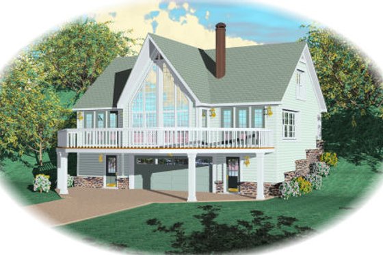 Exterior - Front Elevation for Bungalow House Plan #81-13872 - 1 bed, 3 bath