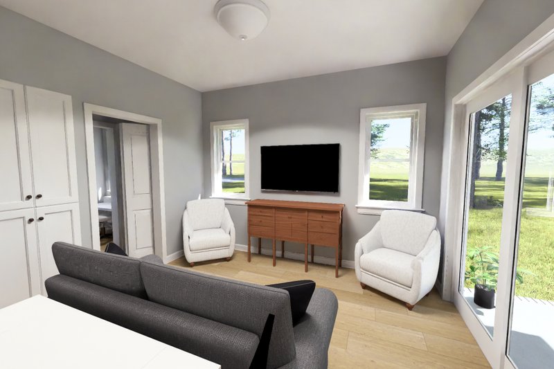 House Blueprint - Interior - Family Room 1 for Modern House Plan #513-2446 - 2 bed, 2 bath