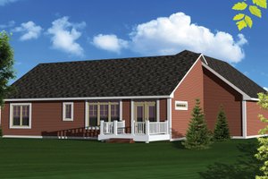 Exterior - Rear Elevation for Ranch House Plan #70-1047 - 3 bed, 2 bath