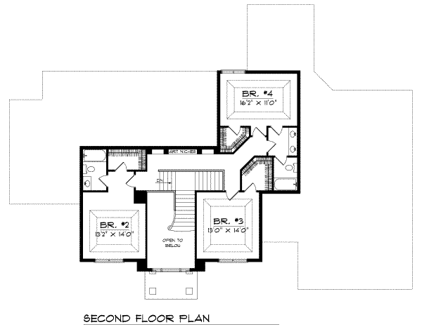 Architectural House Design - European Floor Plan - Upper Floor Plan #70-528