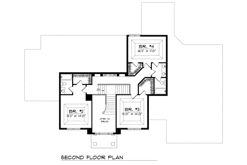 Home Plan - Floor Plan - Upper Floor for European House Plan #70-528 - 4 bed, 3.5 bath
