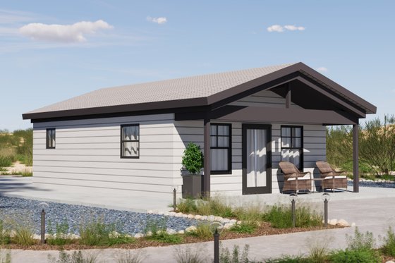 Exterior - Front Elevation 3 for Ranch House Plan #1106-129 - 1 bed, 1 bath