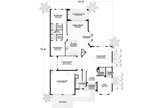 Floor Plan - Main Floor for Mediterranean House Plan #420-290 - 4 bed, 3.5 bath