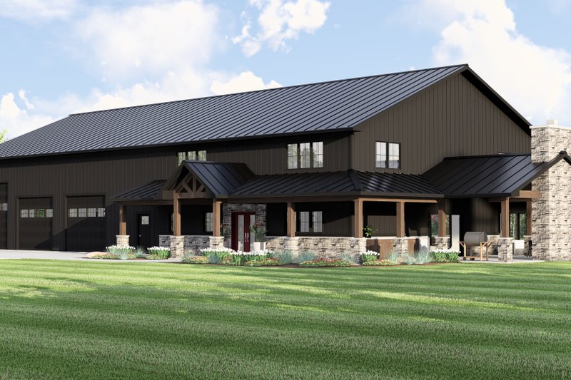 Home Plan - Exterior - Front Elevation 3 for Barndominium House Plan #1064-419 - 3 bed, 3 bath