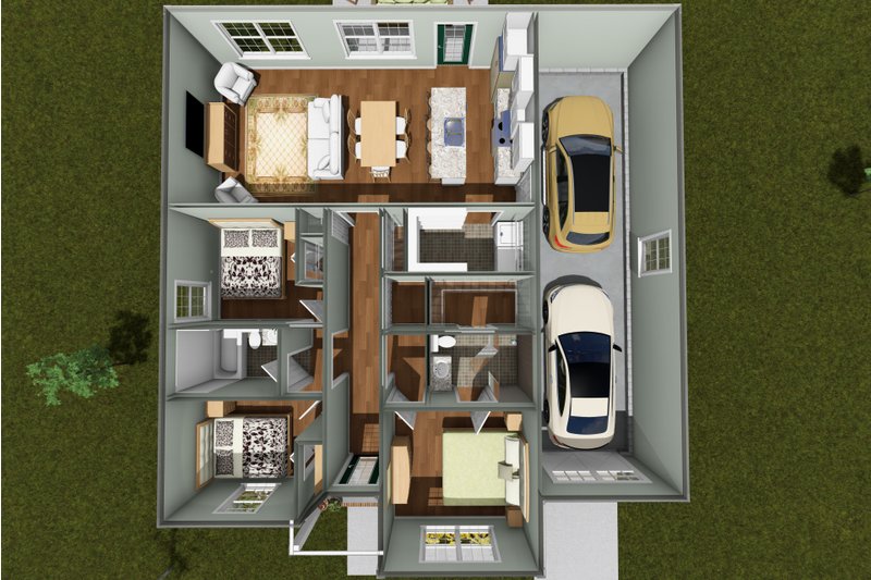 Architectural House Design - Floor Plan - Main Floor 1 for Modern House Plan #513-2469 - 3 bed, 2 bath