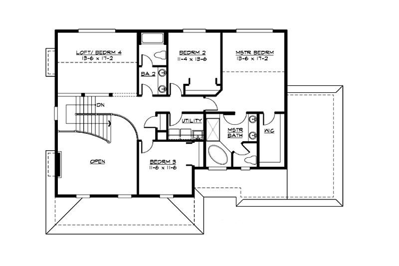 Dream House Plan - Floor Plan - Upper Floor for Farmhouse House Plan #132-119 - 4 bed, 2.5 bath