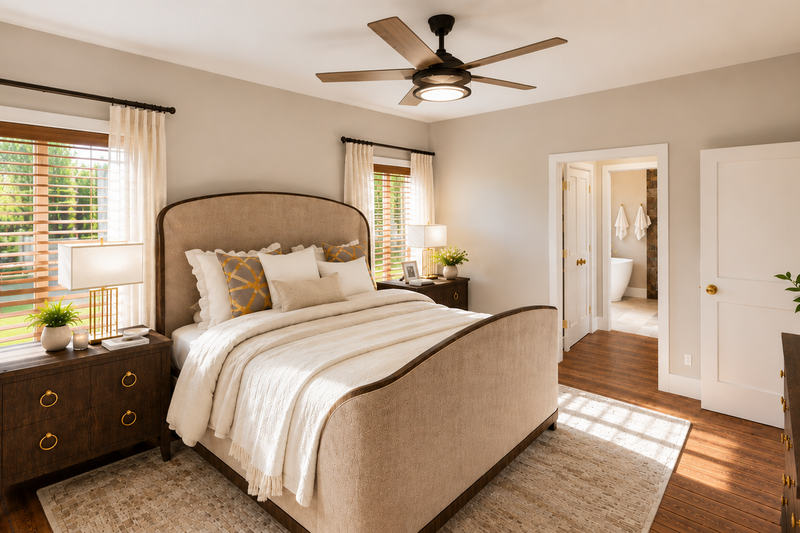 House Blueprint - Interior - Master Bedroom for Farmhouse House Plan #44-320 - 4 bed, 3 bath