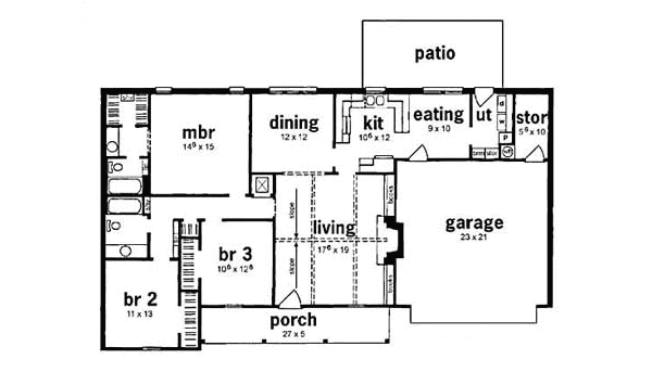 House Plan Design - Ranch Floor Plan - Main Floor Plan #36-131
