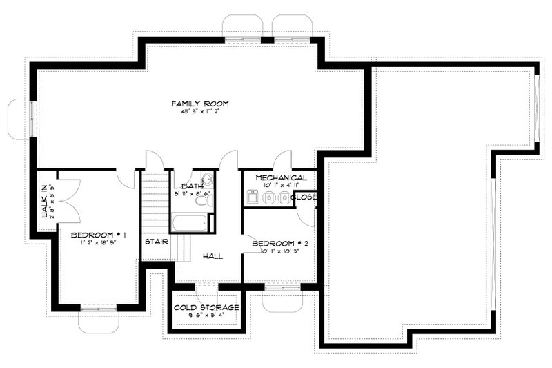 House Design - Floor Plan - Lower Floor for Traditional House Plan #1060-148 - 3 bed, 2.5 bath